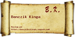 Benczik Kinga névjegykártya
